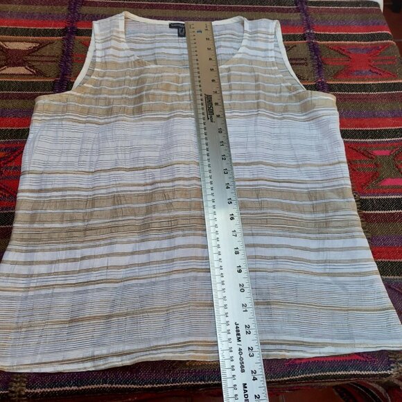 Conrad C Collection Womens Striped Scoop Neck Tank Top Size 4 White Sleeveless - Picture 5 of 5